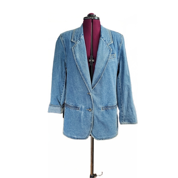 Liz Claiborne Jackets & Blazers - Liz Claiborne Liz Wear 1980s Vintage Blue Jean Jacket Classic Tailored Fit